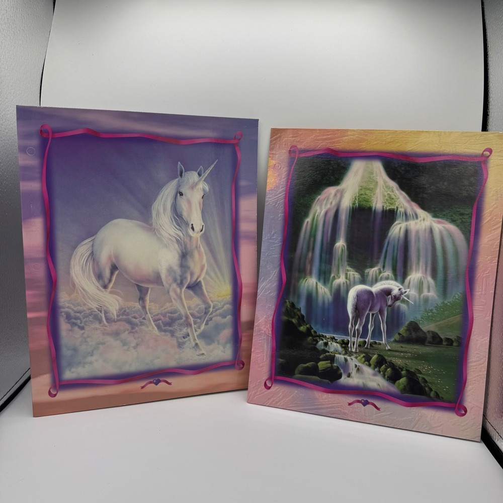 Vintage Stuart Hall Mystic Places Unicorn Pocket Folders 90s Fantasy Art 2 Pack